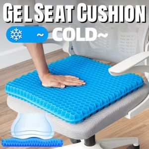 OKKFINE แผ่นเจลรูปผึ้ง หมอนรองนั่ง ระบายอากาศได้ ซิลิโคน แผ่นรองเก้าอี้สำนักงาน ใหม่ ระบายความร้อน แผ่นรองเบาะรถยนต์ สำหรับการนั่งนาน การสนับสนุนเกี่ยวกับเอว บรรเทาอาการปวด