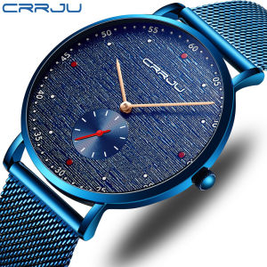 CRRJU Men Watch Classic Business Slim Quartz Watch Stylish Simple Waterproof Steel Mesh Clock 2163