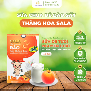 Sữa Chua Dê Đào Sấy Thăng Hoa SALA Nguồn Sữa Nguyên Chất Tại Trang Trại Sạch Thơm Ngon Bổ Dưỡng Hộp 20g