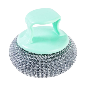 Kitchen Scrubber With Detachable Handle NonShedding Steel Wire Ball For Rough Greases Cookware Home Cleaning Accessory