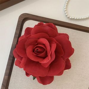 DGJKF Korean Style Flower Hair Clip Bohemian Style Cloth Red Rose Hairpin Sweet Seaside Vacation Headwear Girl Hair Clip Girl