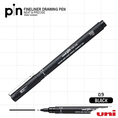Uni Pin - BLACK Waterproof Fineliner – Ideal for Artists Architects Designers & Calligraphy