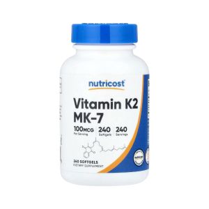 Nutricost Vitamin K2 MK7 100mcg Premium Dietary Supplement Menaquinone Softgels 240s