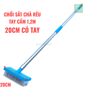 Chổi Sắt Chà Rêu Cán Inox Dài 120cm Màu Xanh Chổi Sắt Chà Rêu Vệ Sinh Sân Vườn Kích Thước 20cm 30cm