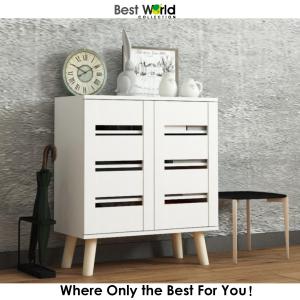 Best Tiigo 2 Doors Shoe Cabinet / Rak Kasut / Kabinet Kasut - SC 8000 (White / Columbia Walnut + Grey)