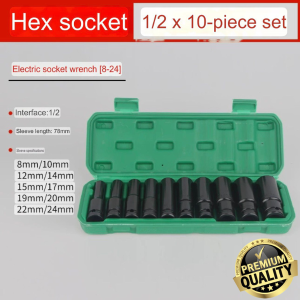 Mata Socket 1/2‘’ 8-32mm 10Pcs / 15Pcs / 20Pcs Impact Kunci Socket/Kunci shock Impact socket set