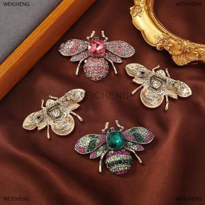 [COD] WEICHENG Vintage Metal Crystal Rhinesotne Insect Bee Brooches For Women Clothing Coat Jewelry Accessries Gift