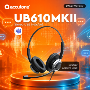 Accutone Converse UB610 MKII USB Headset with Mic | Call Center Noise Cancelling Headset