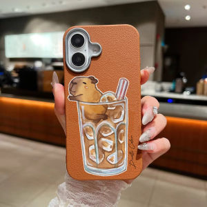 Cute Capybara PU Leather Case for OPPO Reno 13 12 11 10 Pro Reno 11F 12F Reno 6 Reno 5 Light Thin Retro Simple Shockproof Cover