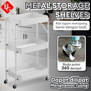 BG SPORT Metal Storage Rak Penyimpanan Rak Lipat Rak Tanpa instalasi Rak Susun Serbaguna
