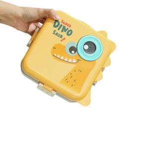 304 Stainless Steel Kids Lunch Container 3 Section Bentos Box With Cute Cartoon Pattern And Seal for Office