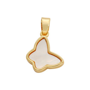 1pc Fashion Cute Brass 18K Gold Plated Dog Butterfly Triangle Shape Natural Shell Charm Pendants for DIY Necklace Bracelet Jewelry Making