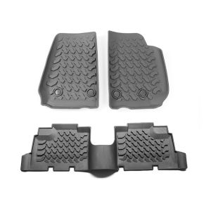 HH8 TESIN Rubber Car Waterproof Non-Slip Front Rear Foot Mats Pads Liner Carpets for Jeep Wrangler JK 2007-2017 2/4 Door Accessories 3P7H4