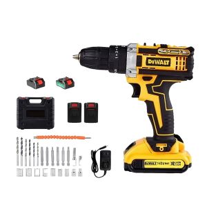 DEWALT สว่านไร้สาย 259V แบตก้อนใหญ่ คุณภาพสูง พลังแรง เจาะไม้ เจาะเหล็ก เจาะคอนกรีต เจาะกระแทก และขันน็อตได้ครบถ้วน ใช้งานต่อเนื่องยาวนาน มอเตอร์ทนทาน