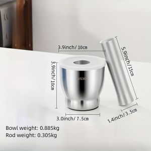 Stainless Steel Mortar and Pestle Kitchen Garlic Pugging Pot Pharmacy Bowl Pepper Spice Grinder Pot Household
