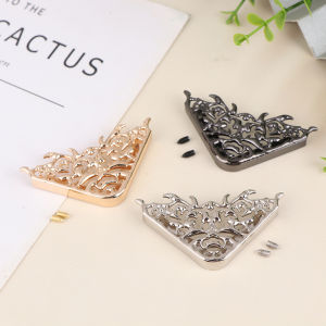 [haoh] Metal Bags Corner Protectors With 2 Screws Handbags Clip Edges Hollow Fixed Decorative Buckle DIY Hardware Accessories