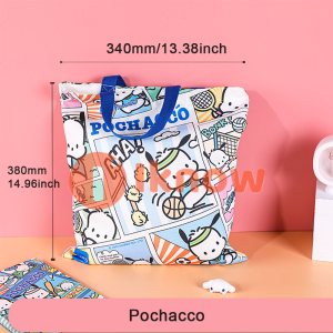 (1pcs) 100% Authentic Sanrio Hello Kitty Shoulder Crossbody Bag Kuromi Cotton Cinnamoroll Canvas Bag Female Students Cute Cartoon Handheld Large Capacity Pochacco MXFB02