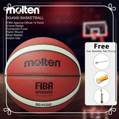 MOLTEN BG4500 Basketball Size 7 Indoor Training Equipment B7G4500 PU Leather + Gas Needle +Net +Pump