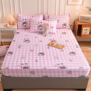 Mattress Protector Quilted sheets Mattress Topper Cotton Fabric Mattress Protector Thicken Fitted Bedsheet Single/Queen/King Size Thicked Cadar