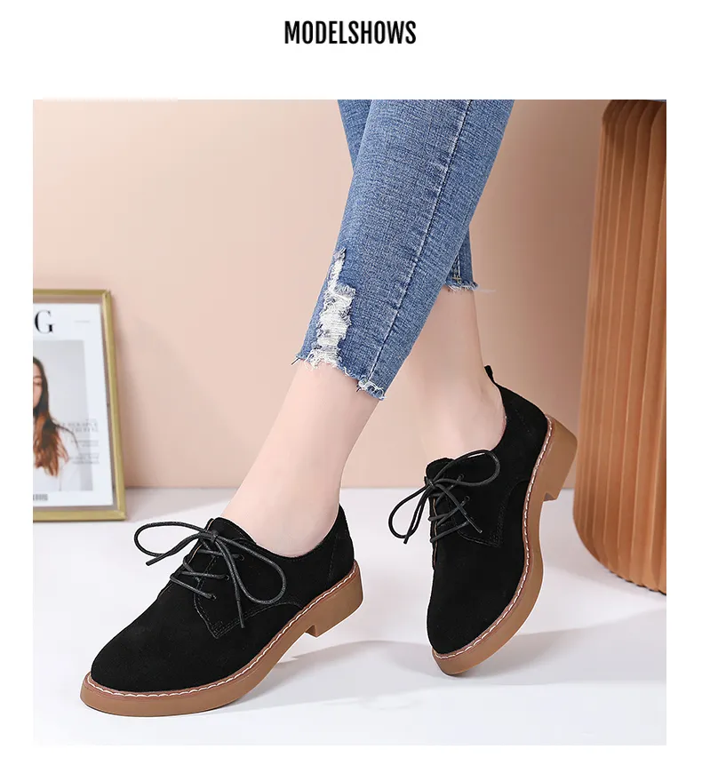 DOSREAL Suede Leather Oxfords For Women Top Quality Spring Autumn