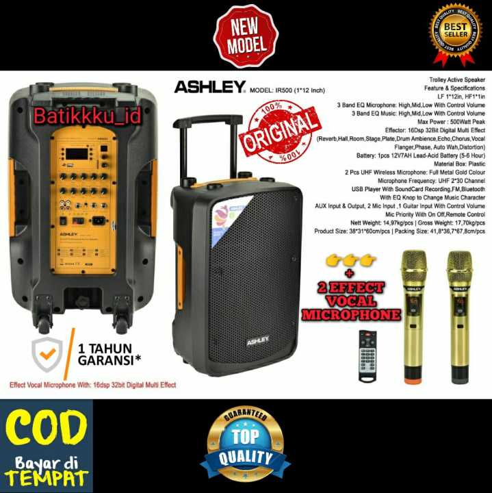 [BISA COD] SPEAKER AKTIF PORTABLE ASHLEY IR 500 IR500 ORIGINAL 12 INCH