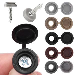 100Pcs Plastic Screw Cover Nuts Bolts Hardware Decorative Caps Washer Flip Tops for Car Furniture