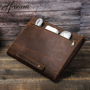 Hiram Vintage Crazy Horse Leather Laptop Sleeve Bag for Mac book Pro / Air 13 M1 M2 Macbook Pro 14 inch Case Cover Business Briefcase