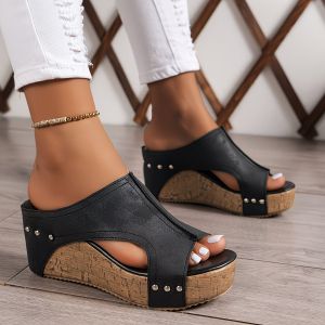 [Free Shipping] WomenS Thick-Soled Open-Toe Retro Platform Sandals Roman-Style High-Heeled Mules