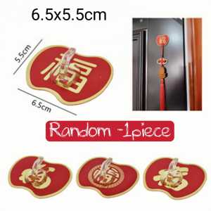 OHHDEER Red Festive 6 Row Hooks Strong Adhesive Punch-Free Hooks New Year Blessing Load Bearing Hook