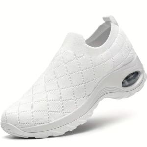 Free Shipping WomenS Athletic And Casual Shoes Breathable Walking Shoes Slip-On Style Thick-Soled Rocking Shoes Available In Large Sizes With A Mesh Upper