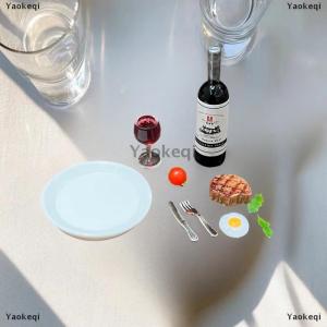 [COD] Yaokeqi 1 Set Miniature Kitchen Doll House Simulation Model 1:12 Scale Dollhouse Mini Wine Steak Kit Home Decoracion Accessories