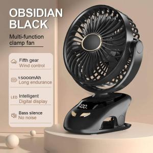 24000mAh Portable USB Rechargeable Clip Fan Ultra Quiet Electric Fan Air Cooler High Quality Portable electric charger fan With Light