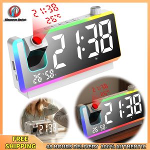Winnereco Wireless Projection Alarm Clock with Dual Alarms USB Charging for Hearing Impaired and Deaf Users Bright Screen Easy to Read