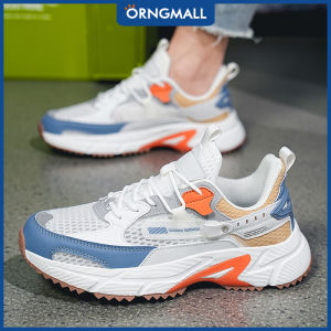 ORNGMALL Mens ColorBlock Lace-Up Athletic Sneakers Fashion Platform Shoes School Student Casual Sports Shoes Road Running Trainers - Mens Tennis Shoes - Mens Sneakers for Everyday & Versatile