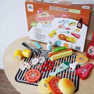Kids Pretend Play Wooden Barbecue Set