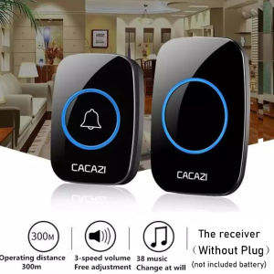 【Smart】 Home Welcome Doorbell Intelligent Wireless Doorbell Waterproof 300M Remote smart Door Bell Door Ring Family Home Company Office Multiple Ringtone Selection Pintu Pintar Kalis Air (Without Plug)