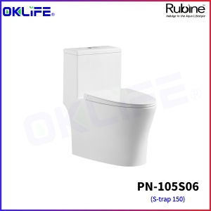Rubine 3.0 Toilet Bowl Rimless One Piece Toilet Bowl Soft Closing Seat Funnel