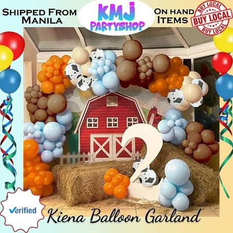 Kiena Balloon TeddyParty Cow Balloon Garland Arch Kit Sand White Macaron  Blue Orange Balloons with Cow Print Balloons for Farm Animals Kid's  Birthday