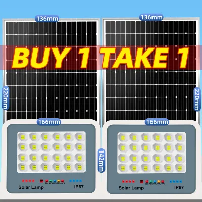 10000W Buy 1 take 1 Solar Light Outdoor Lighting Solar Lights With Solar Panel Super Bright Solar Street Light Outdoor Waterproof With Charging Indicator LED Flood Lamps Suitable for Garden Parking Lot room Courtyard