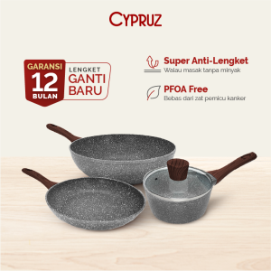 Cypruz Paket Marble Cookware / Grey Marble Convenience Set PI-0900