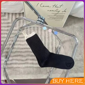 BUY HERE ถุงเท้ากีฬา สีคลาสสิค ยืดหยุ่น ข้อยาว ผ้าฝ้าย  womens socks