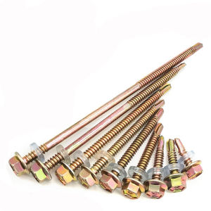 COD 100PCS/PACK TEXSCREW Hexagon Washer Drill Tail Tex Screw For Metal For Wood Use For Roof Rib Type Longspan Self Tapping Tex Screw 3/4inch 1inch 1 1/4inch 1 1/2inch 1 3/4inch 2inch 2 1/4inch 2 1/2inch 3inch 4inch 5inch Wholesale