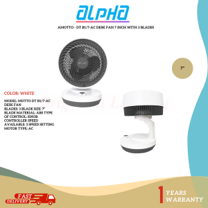 ALPHA Motto - High-Quality 7-Inch Oscillating Desk Fan with 3-Speed Settings and ABS Blades