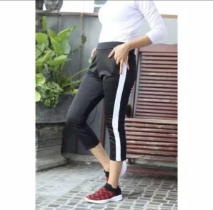 Celana Senam Wanita 7/8 Stripe Bahan Streach Melar Jumbo Training Olahraga Jogging Renang Santai
