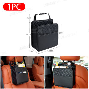 SEAMETAL Multifunctional Car Seat Storage Bag Leather Storage Bag Garbage Bag Hanging Storage Bag Suitable For Most Car Models