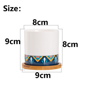 DAFIFY Ceramic Plant Succulent Pots Garden Pot with Bamboo Tray