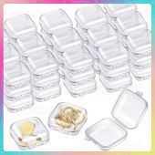 60Pcs Mini Clear Jewelry Storage Box Small Plastic Jewelry Organizer Boxes Transparent Square Jewelry Containers for Necklaces Earrings Rings Travel Portable Jewelry Storage Case