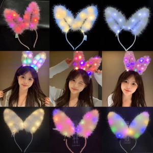 ERYRG เหมือนจริงจริง ที่คาดผมกำมะหยี่เรืองแสง ตลกๆ ไฟแอลอีดี ที่คาดผมหูกระต่าย น่ารักน่ารักๆ เงางาม ที่คาดผมกระต่ายเรืองแสง พร็อพถ่ายรูป