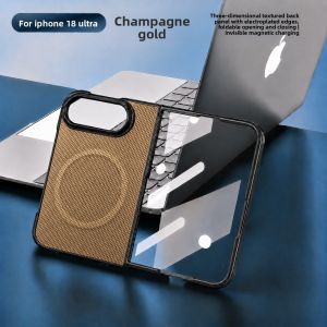 For iPhone Duo Fold Case Luxury PU leather Skin Protective Back Cover For MagSafe Wireless Charging Shell Phone Funda