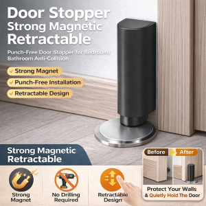 Strong Magnetic Anticollision Door Suction Unit Strong Magnetic Door Closer Anti-collision Door Stopper 免打孔阻门器